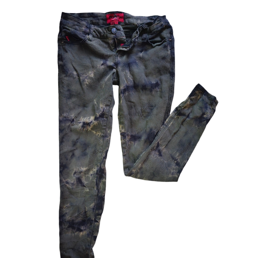 Tie-Dye Skinny Jeans in Olive Gray - Women